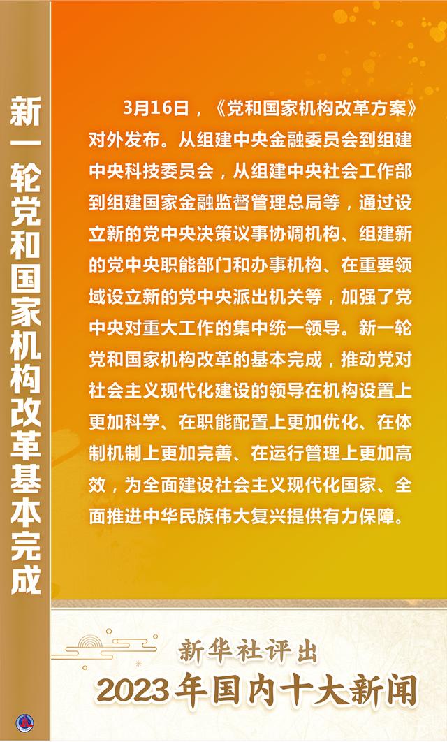 新澳门王中王二肖二资料_新华全媒＋｜新华社评出2023年国内十大新闻  第3张