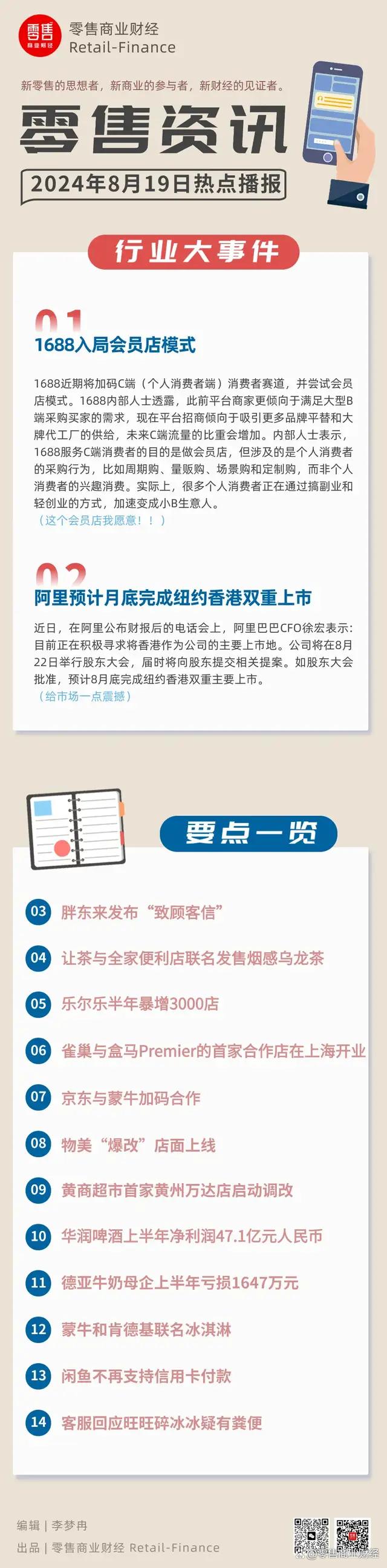 7777788888精准新传真_8月19日零售财经资讯一览  第1张