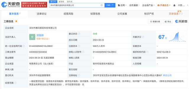 2024正版资料大全免费_腾讯在深圳成立数码科技公司 注册资本500万